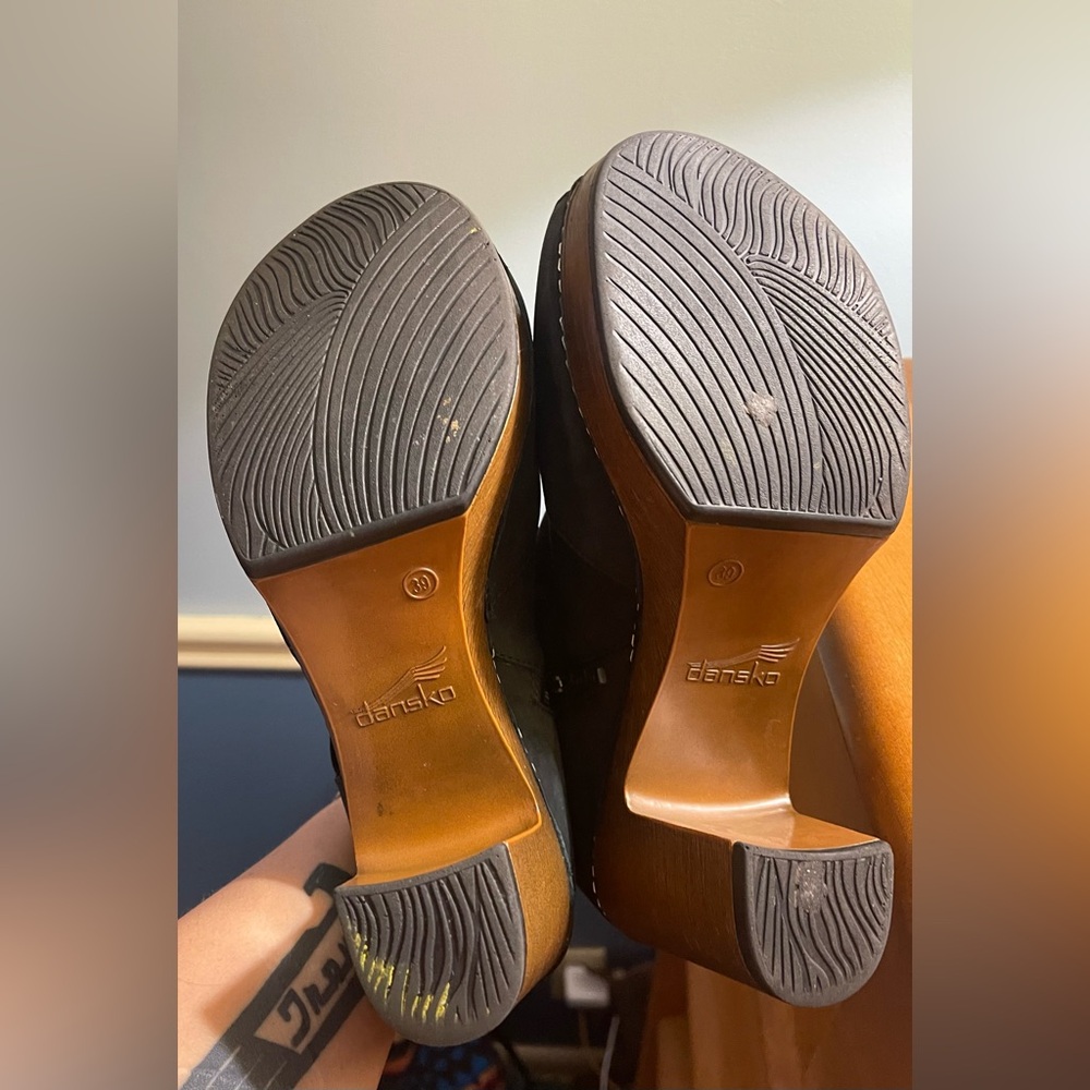 Dansko Delphine⚡️ Black Peep-Toe Wedge Booties ⚡️ - Picture 6 of 11